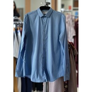 Men's Calvin Klein Infinite Cool Blue Striped Button‎ Down Shirt Size Medium M